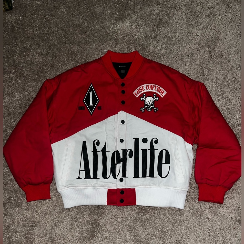 Pacsun Red and White Afterlife Racing Jacket-LIKE NEW
